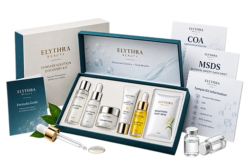 Elythra Beauty functional skincare OEM/ODM sample kit with six formulations