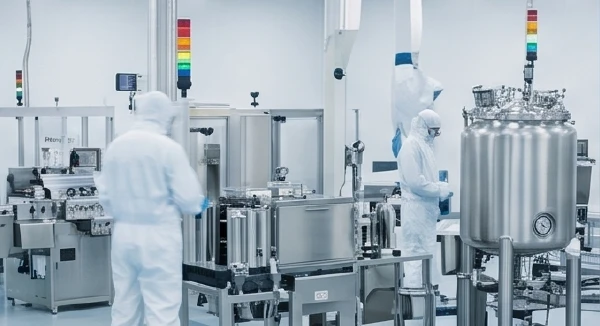 Advanced facility showcasing GENEGLOW's patented 120° supercritical extraction technology and a massive warehouse for premium skincare raw materials.